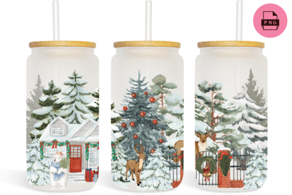Christmas 16 Oz Libbey Glass Can Wrap