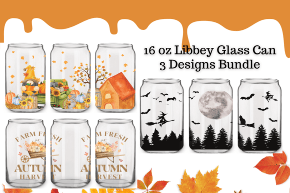 Fall Halloween Libbey Glass Can Bundle