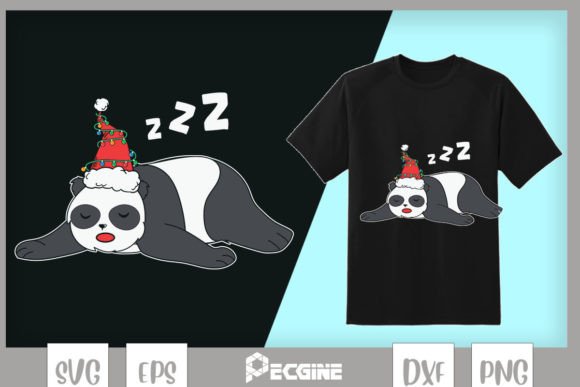 Lazy Panda Bear Sleeping Merry Christmas