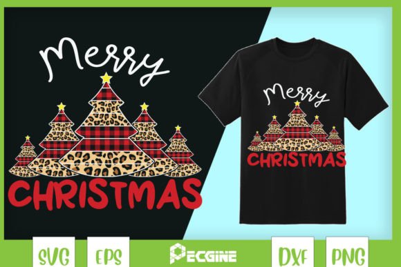Merry Christmas Retro Tree Leopard