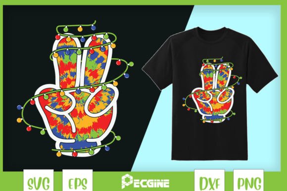 Peace Sign Hand Tie Dye Hippie Christmas